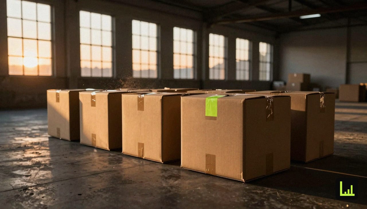 A row of unmarked archive boxes on a dark concrete floor lit by golden sunset light, the race to export Drift conversations before the shutdown.